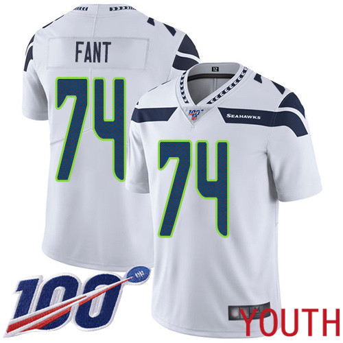 Seattle Seahawks Limited White Youth George Fant Road Jersey NFL Football 74 100th Season Vapor Untouchable